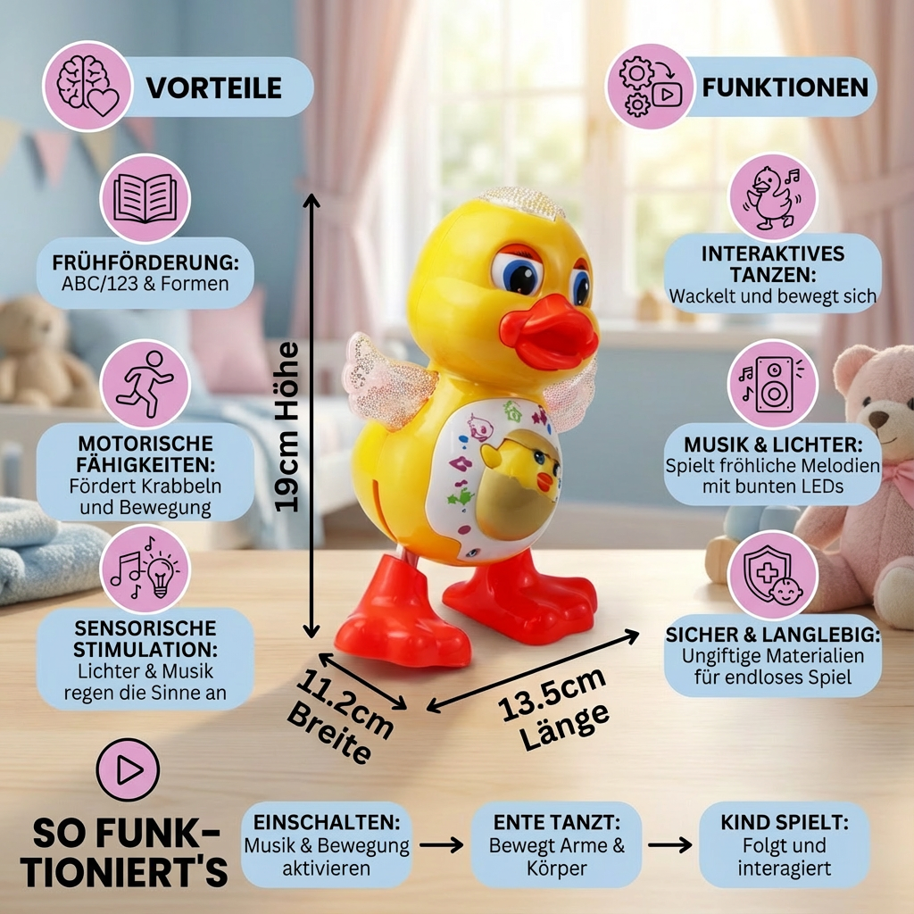 Rebolet | Tanzende Baby Ente Interaktives Kinderspielzeug