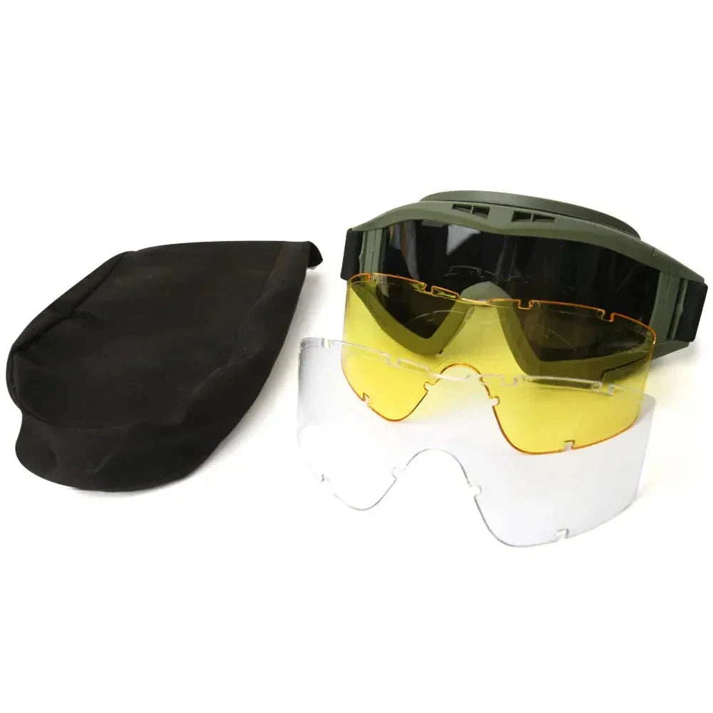 Tactical Airsoft-Schutzbrille – Anti-Fog, 3 Gläser