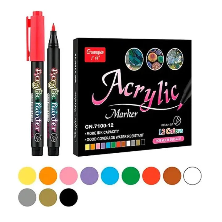 Rebolet | Acrylmarker-Set (12 Farben) – Wasserfest für Kunst & DIY