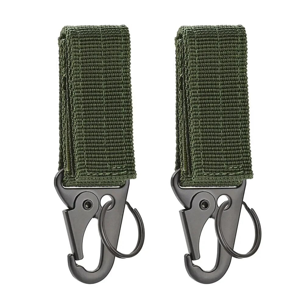 2 Stück Tactical-Ausrüstungsclip – Nylon-Schlüsselring-Halter & MOLLE-Haken-Karabiner