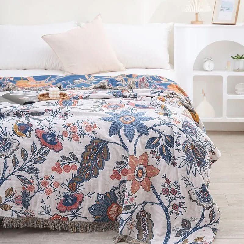 Rebolet | Rustikales Baumwoll-Kissen mit floralem Muster, umkehrbares Design