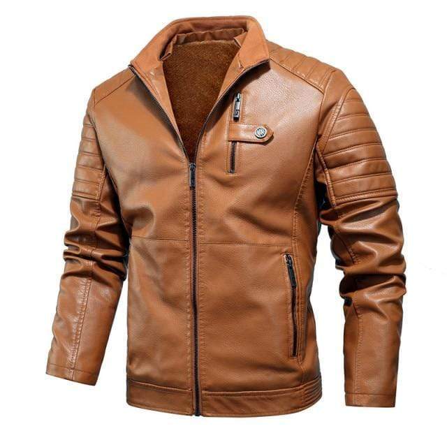Tactical-Lederjacke mit Fleecefutter