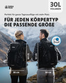 Terra Peak - Wanderrucksack Airant 30 Rucksack für Damen & Herren schwarz - Trekking-rucksack zum Wandern und Camping mit belüftetem Netzrücken und Trinksystem-Vorbereitung - unisex Backpack leicht