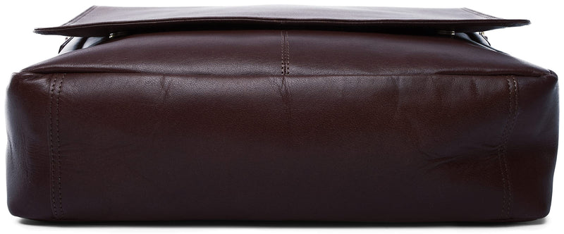 LEABAGS - Oxford - Leder Umhängetasche Herren & Damen I Messenger Bag mit Schultergurt I Echtleder Laptoptasche bis 15 Zoll I Schultertasche I Arbeitstasche I Tragetasche I Handtasche I Choco