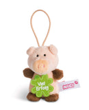 NICI 44864 Anhänger Schwein mit Spruch Viel Erfolg 8cm mit Loop, rosa/braun