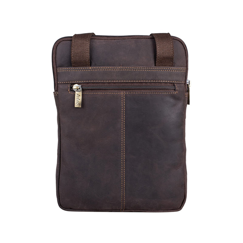 TALED Leder Umhängetasche Herren & Damen I Messenger Bag mit Schultergurt I Schultertasche I Arbeitstasche I Tragetasche I Handtasche I Echtleder Tasche I Nature Dunkelbraun