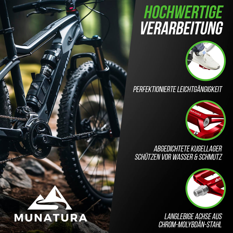 MUNATURA Fahrradpedale Mountainbike - Robuste MTB Pedale gewährleisten sicheres Fahrgefühl – Hohe Rutschfestigkeit - Langlebig & zuverlässig