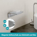 WEISSENSTEIN Seifenschale Wandmontage Ohne Bohren aus Glas - Seifenablage mit Selbstklebender Halterung aus Edelstahl - Für Bad und Küche