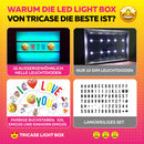 Light Box Kinder mit Farbwechsel - Lightbox mit Buchstaben Leuchtkasten mit Buchstaben Set 386 Schwarz & Farbige Buchstaben & Emoji & 2 Marker Lichtbox Deko Teenager Mädchen Zimmer Leuchttafel