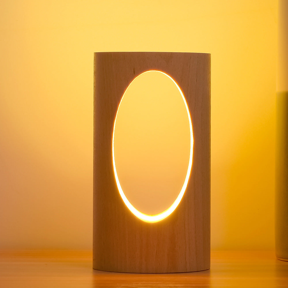 Rebolet| Japanische Massivholz rechteckige Säulen-LED-Nachtlampe USB Tischlampe