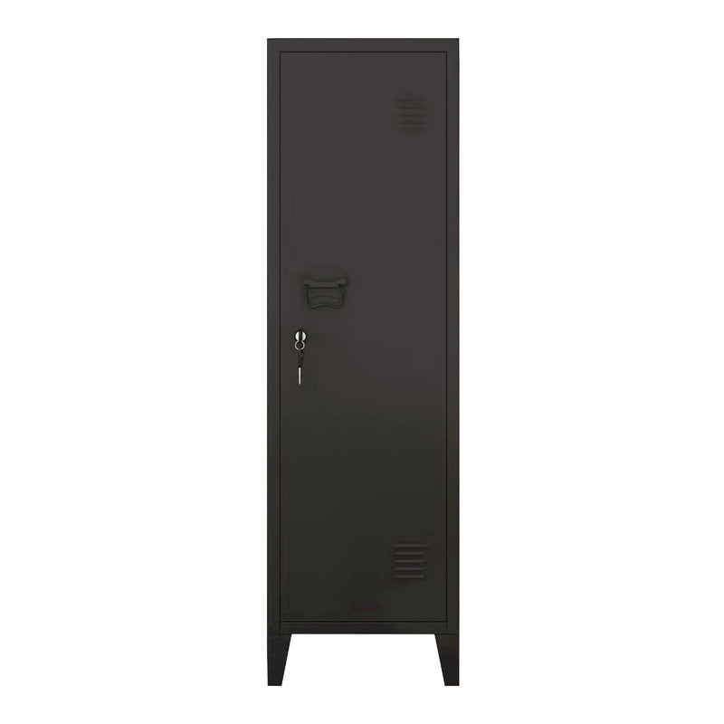 [en.casa] Einzelspind Kurikka Metallspind mit 2 Ablagen 137 x 38 x 38 cm abschließbar Schließfachschrank Metallschrank Garderobenschrank Schwarz