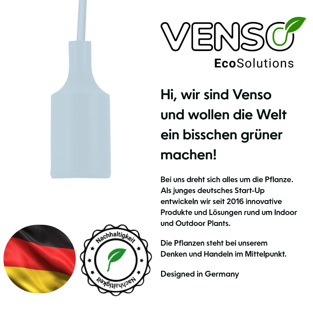 Parus by Venso E27 Lampenfassung 4m Textilkabel Weiß, Eurostecker, Venso Ecosolutions Lampenfassung E27 mit Kabel für E27 LED Lampe, Bulb Holder, Kabel für Lampe, Fassung E27 Weiß