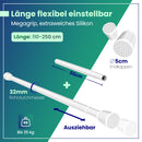 LOBUX® - Gardinenstange ohne bohren [weiß, 110-250cm] – Teleskopstange Vorhang ausziehbar – Duschstange ohne bohren – Vorhangstange, Duschvorhangstange, Kleiderstange, Klemmstange Katzennetz