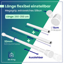 LOBUX® - Gardinenstange ohne bohren [weiß, 260-350cm] – Teleskopstange Vorhang ausziehbar – Duschstange ohne bohren – Vorhangstange, Duschvorhangstange, Kleiderstange, Klemmstange Katzennetz