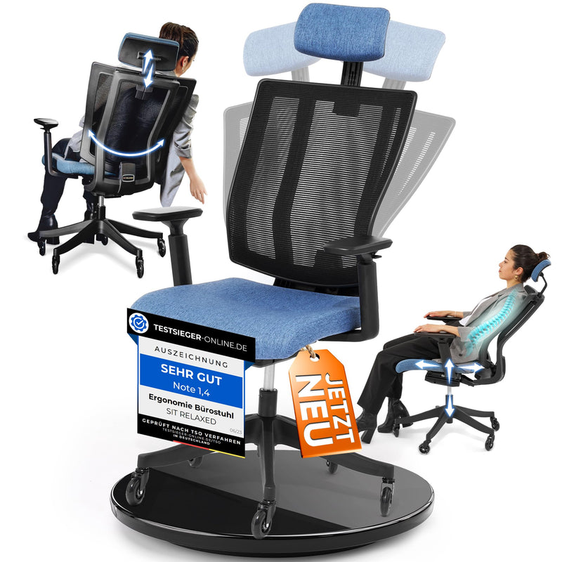 SIT RELAXED die Beste Rückenlehne für deinen Schreibtischstuhl ergonomischer Bürostuhl zum Arbeiten extrem bequem der perfekte Office Chair für Zuhause PC Stuhl fürs Arbeitszimmer in Top Qualität