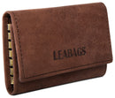 LEABAGS Leder Schlüsseletui Damen & Herren I Premium Schlüsselring I Autoschlüsselanhänger I Schlüsselanhänger I Geschenkidee I 10 x 7 x 2 cm Nature Dunkelbraun