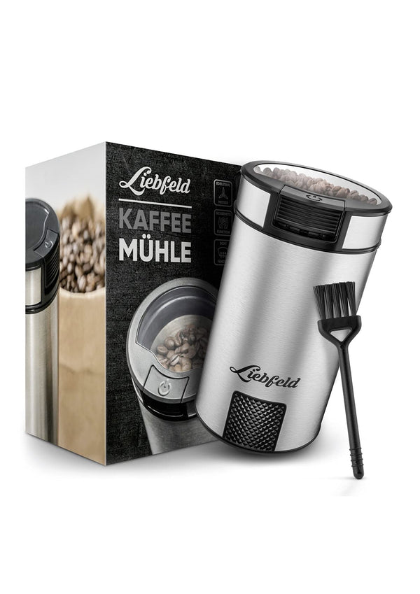 ﻿﻿Liebfeld Kaffeemühle Elektrisch aus Edelstahl - Coffee Grinder für Kaffee, Gewürze, Nüsse - Elektrische Kaffeemühle für bis zu 10 Tassen - Mahlgrad variabel - Espressomühle - Gewürzmühle