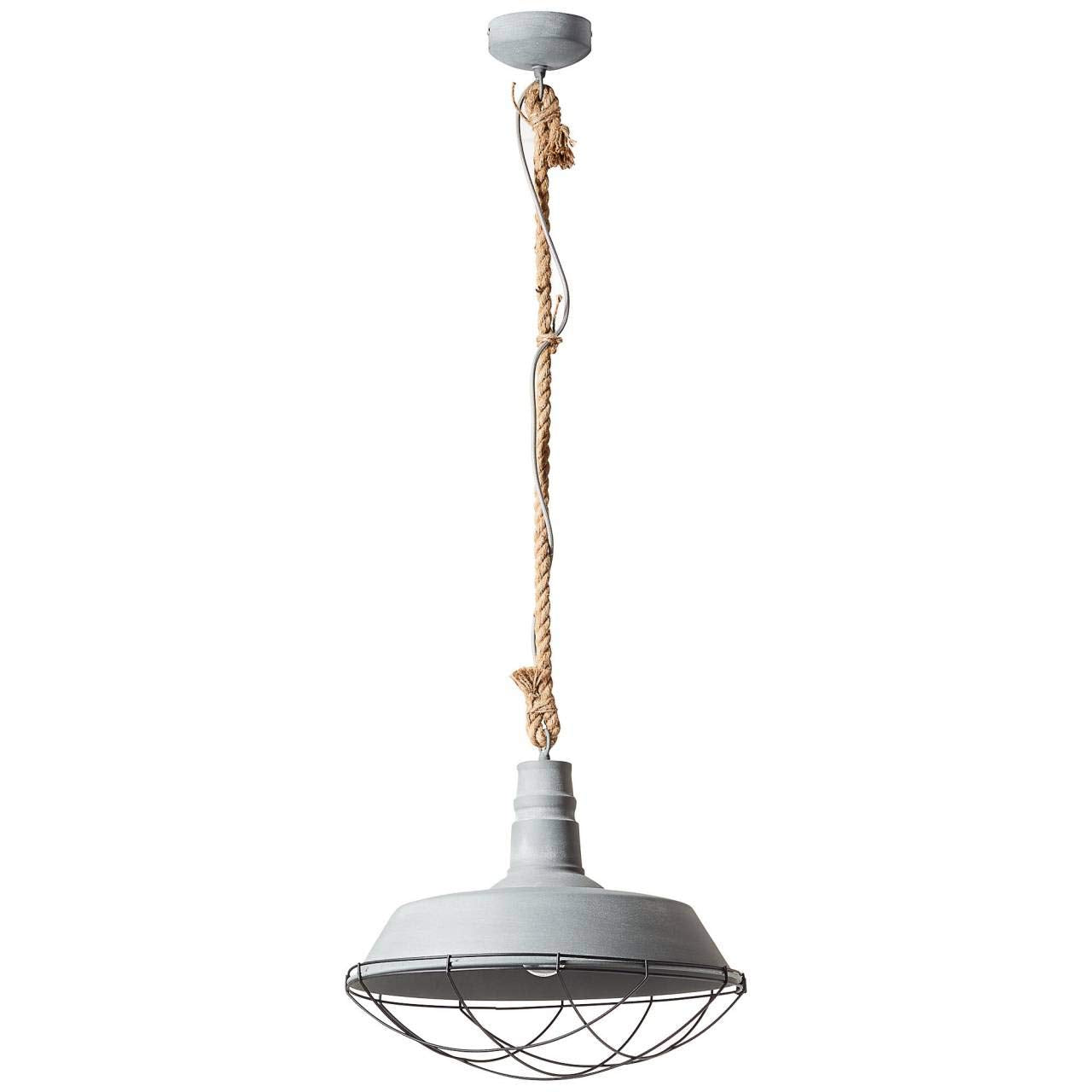 BRILLIANT Lampe Rope Pendelleuchte 47cm grau Beton | 1x A60, E27, 60W, geeignet für Normallampen (nicht enthalten) | Für LED-Leuchtmittel geeignet