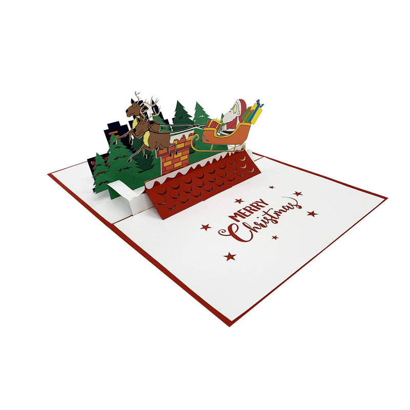 Weihnachten, Karte 3D Pop up Merry Christmas karte mit schönen Papierschnitt bestes Geschenk für Weihnachten enthalten Gutschein Weihnachten Rentier mit Santa Claus