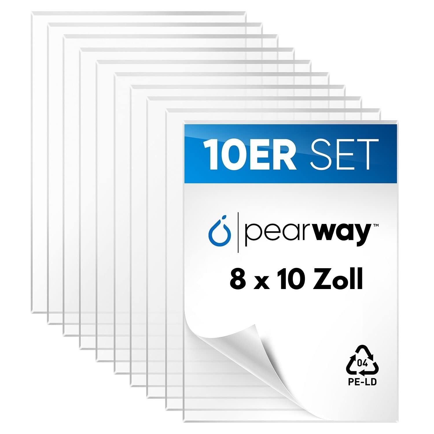 PEARWAY™ Profi Set ultra klare Acrylglas Platten [10er Set] I 20x25cm (8x10 Zoll) I transparente Acrylglas Platte I Glas zum Bemalen I Plexiglas 1mm I ideal für Modellbau oder Tischaufsteller