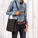 LEABAGS Leder Umhängetasche Herren & Damen I Messenger Bag mit Schultergurt I Schultertasche I Arbeitstasche I Tragetasche I Handtasche I Echtleder Tasche I Nature Schwarz