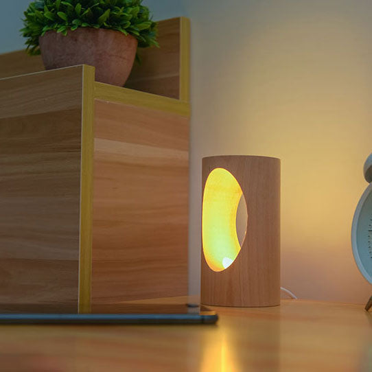 Rebolet| Japanische Massivholz rechteckige Säulen-LED-Nachtlampe USB Tischlampe
