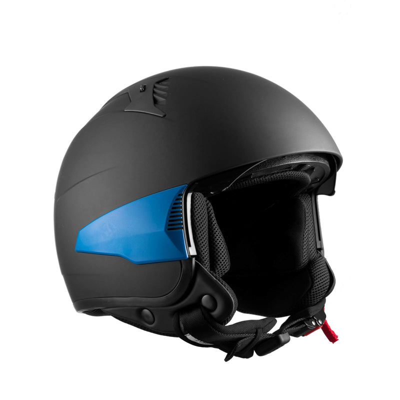 Westt Halbhelm Chopper Helm Jethelm Motorradhelm Herren Damen mit Sonnenblende Retro Stil Mofa Helm Motorrad, matt schwarz, ECE DOT Zertifiziert