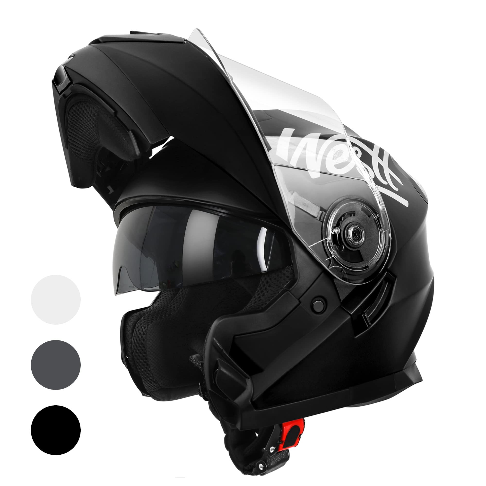 Westt Klapphelm Flip up Motorradhelm Integralhelm Herren Damen mit verstärktem Kinnschutz Chopper Moped Mofa Roller Modular Helm Motorrad mit ECE DOT Zertifizierung, weiß,