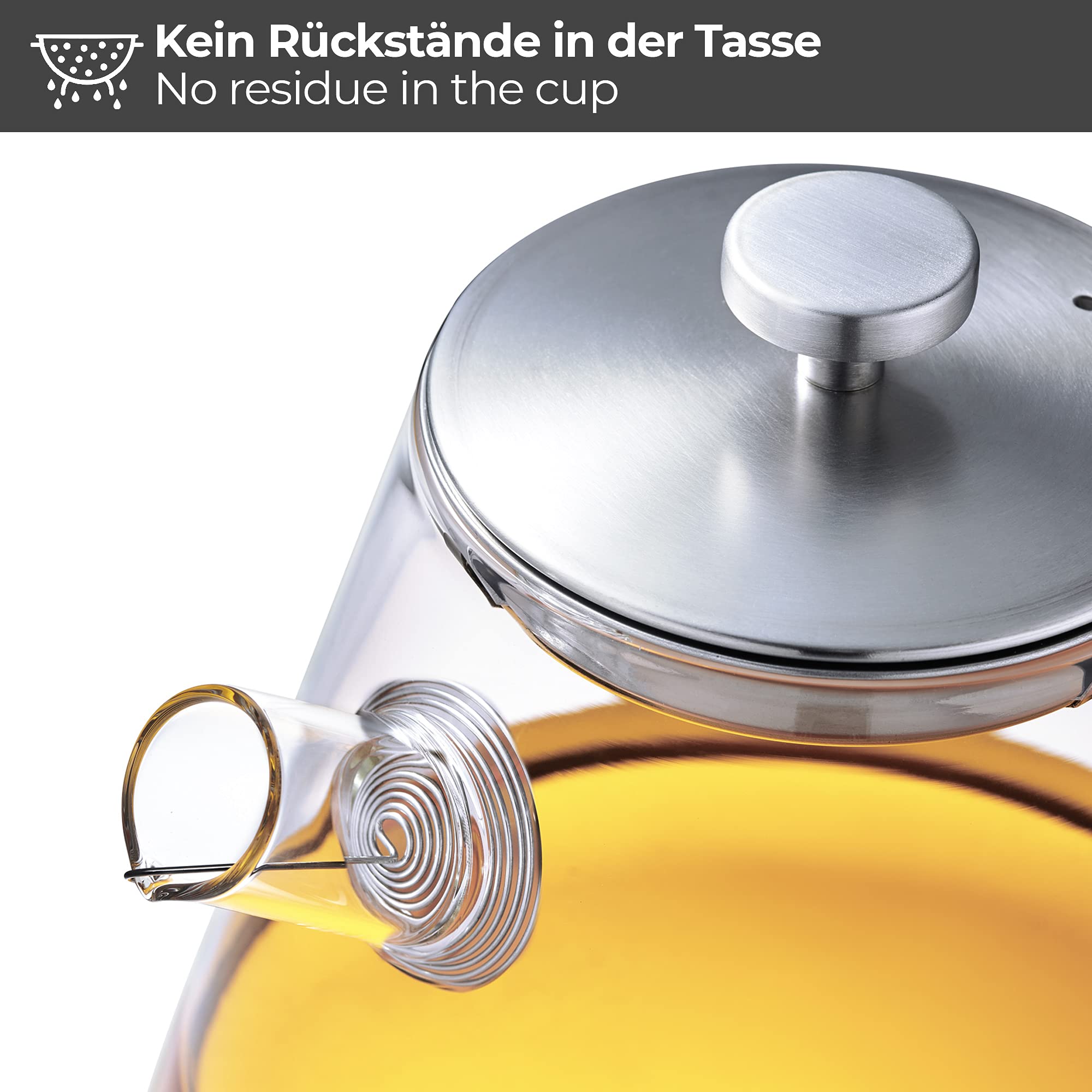 SILBERTHAL 2-in-1 Teekocher & Teekanne Glas mit Siebeinsatz aus Edelstahl - 1,5 Liter - Für alle Herdarten, auch Induktion