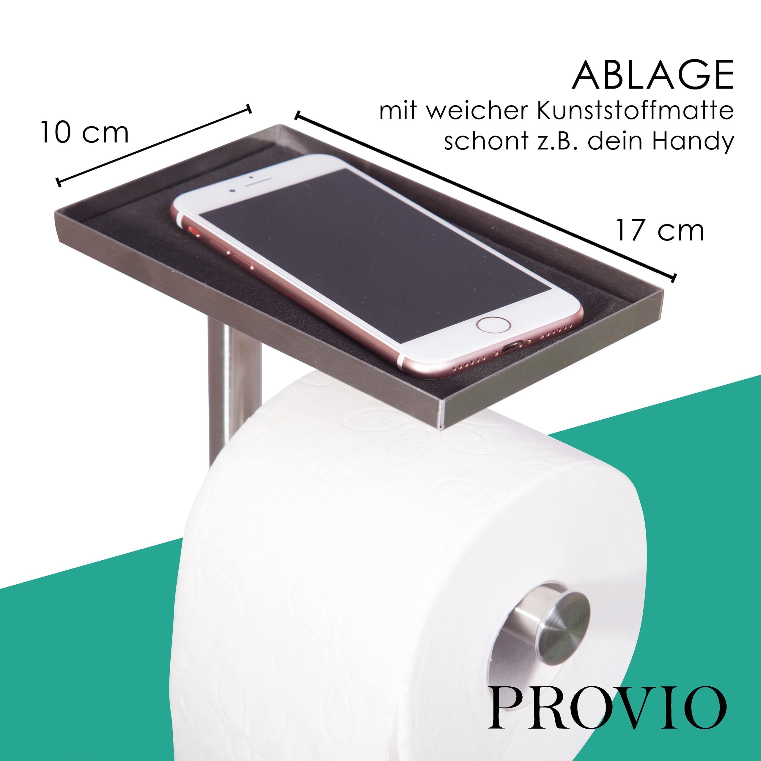 Toilettenpapierhalter stehend aus mattem edelstahl mit Ablage inkl. Klobürste - moderne Wc Garnitur in schwarz - Toilettenpapierständer Set, schwarz - Toilettenpapierständer für Ihr Gäste-WC