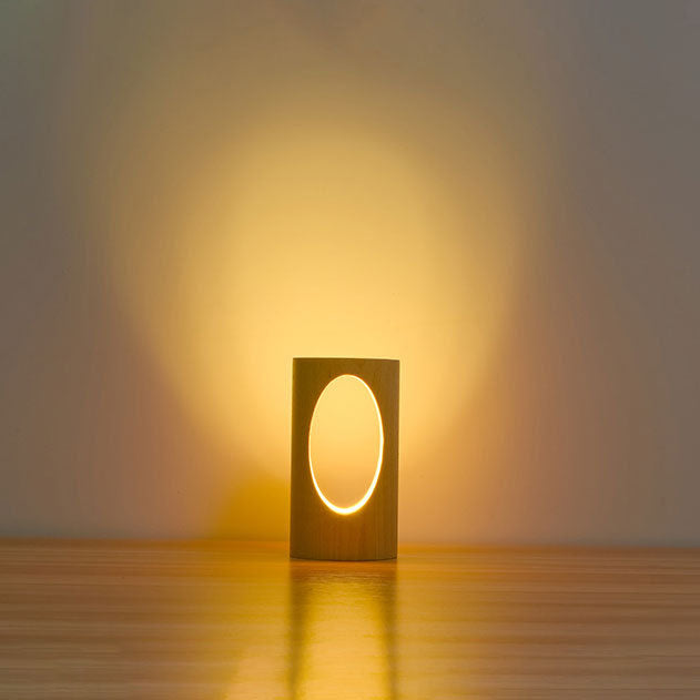 Rebolet| Japanische Massivholz rechteckige Säulen-LED-Nachtlampe USB Tischlampe