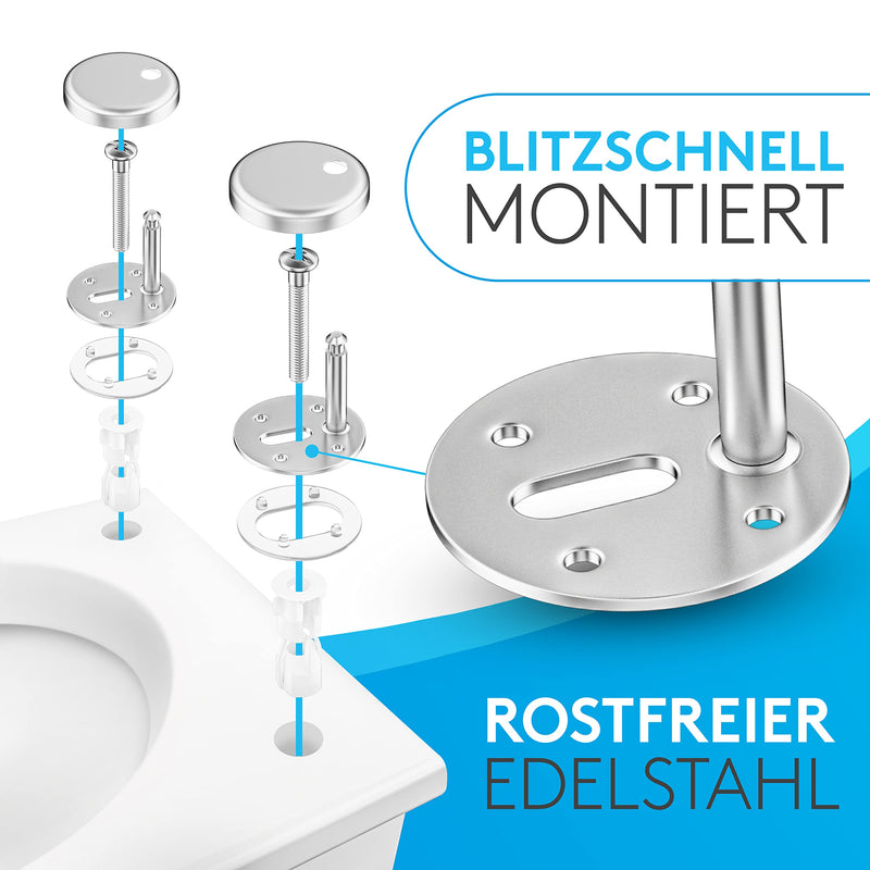 Comodo Toilettendeckel mit Absenkautomatik & Quick Release - Antibakterieller Klodeckel in O Form - Universeller WC Sitz aus Duroplast - Klobrille inkl. Montagezubehör