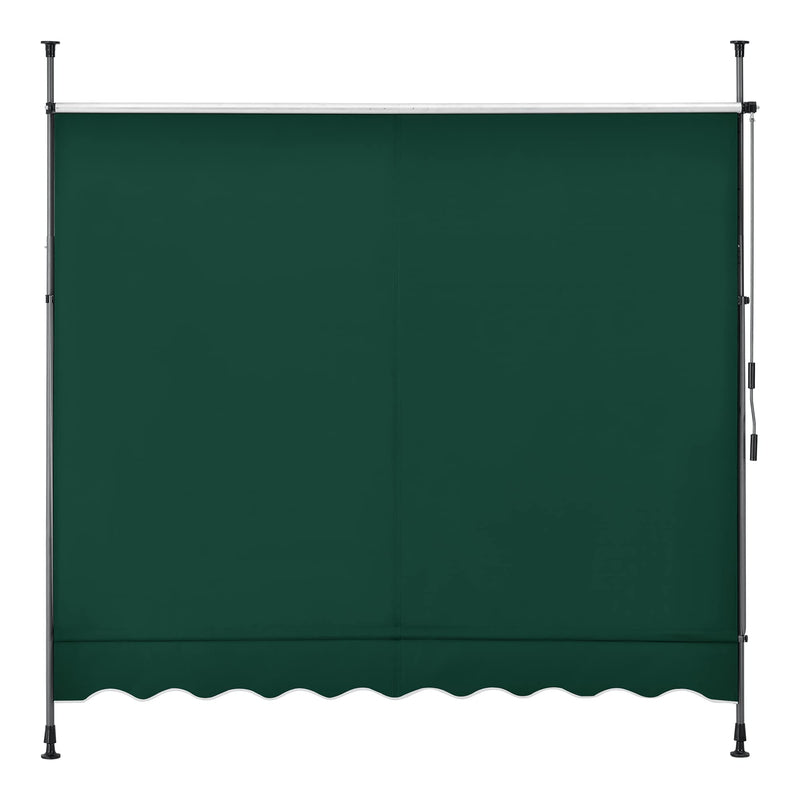 pro.tec Klemmmarkise Stem Markise ohne Bohren 250 x 120 x 220-309 cm Balkonmarkise mit Handkurbel Sonnenschutz Stahlgestell Dunkelgrün