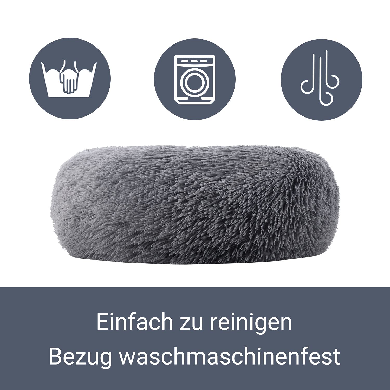 Juskys Haustierbett Monty XS 40 cm rund Donut flauschig, rutschfest & waschbar - Hunde & Katzen Hellgrau Hundebett Katzenbett Hundesofa Hundecouch