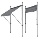 pro.tec Klemmmarkise Stem Markise ohne Bohren 200 x 120 x 220-309 cm Balkonmarkise mit Handkurbel Sonnenschutz Stahlgestell Mittelgrau