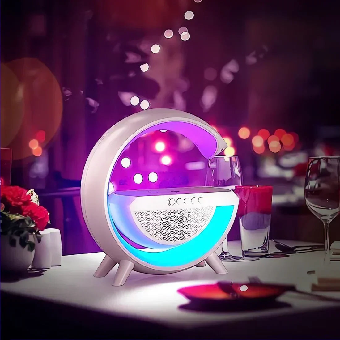 Rebolet | Multifunktionaler Bluetooth-Lautsprecher mit Licht, kabellosem Laden & Uhr