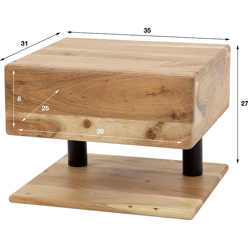 Rubjerg Design Nachttisch Shelve mit Schublade Akazie massiv natur