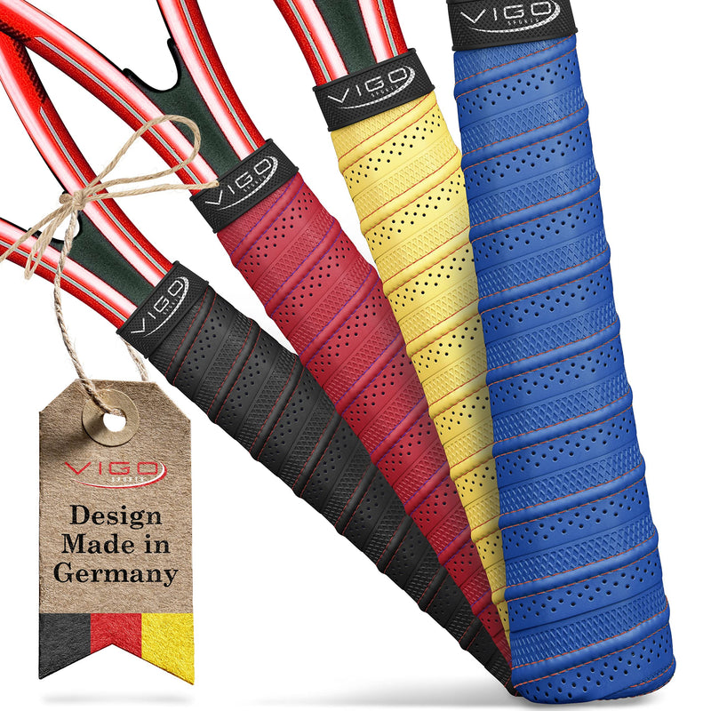 VIGO SPORTS selbstklebendes Griffband mit luftdurchlässiger Perforierung für idealen Grip bei schwitzenden Händen I Griffband Tennisschläger für einfache Montage I für Tennis, Badminton und Squash