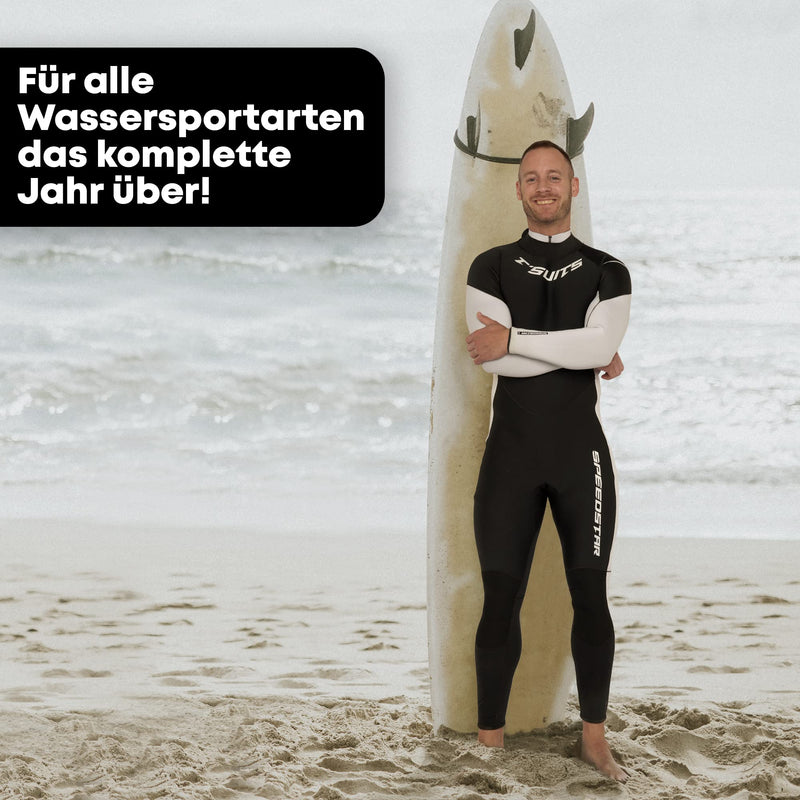 T´SUITS Neoprenanzug Herren [4/3mm, Lang, Speedstar] Tauchanzug, Schwimmen, Surfen, Tauchen, Wasserski | Jetzt Größe Wählen (XL, Schwarz/Weiß)