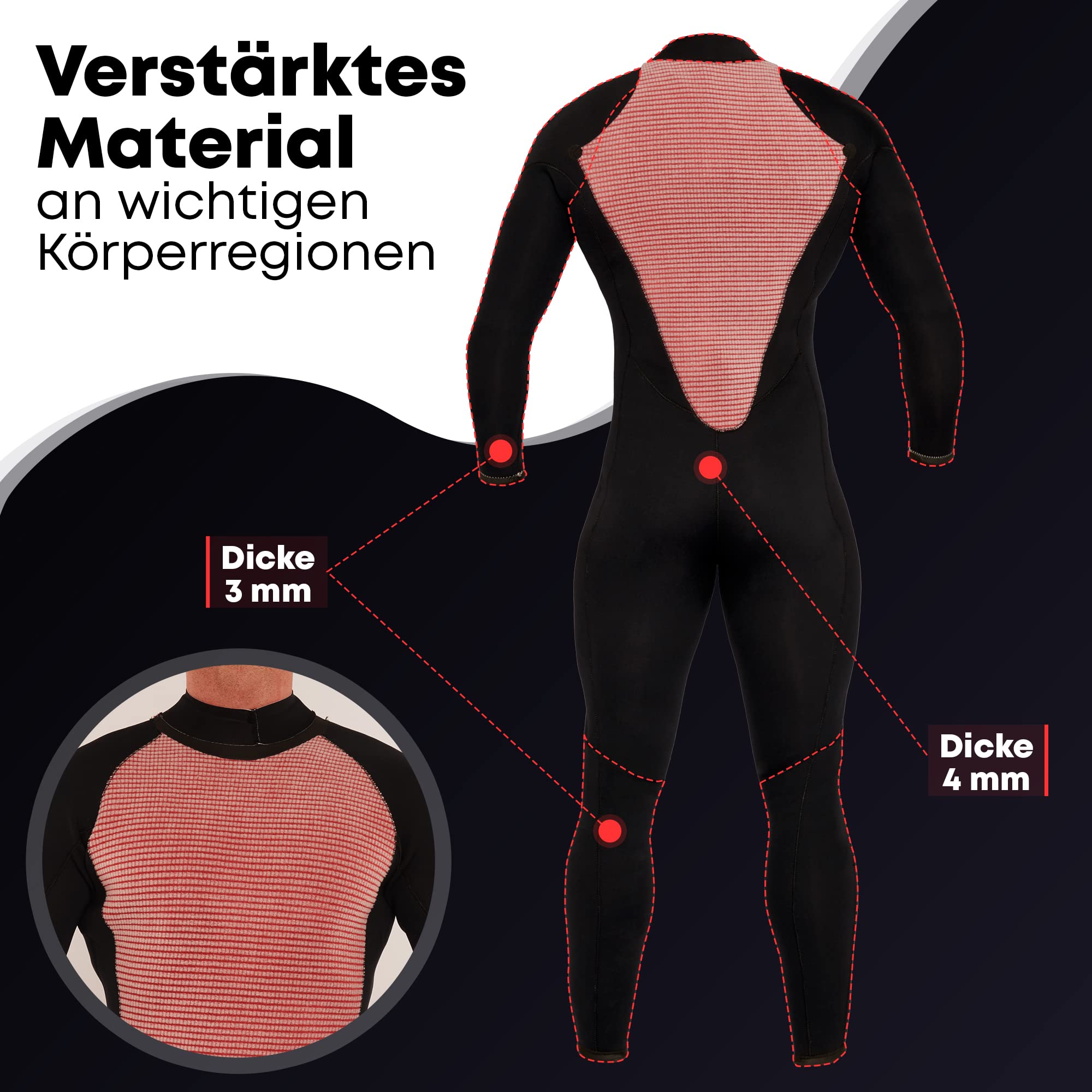 T´SUITS Neoprenanzug Herren [4/3mm, Lang, Speedstar] Tauchanzug, Schwimmen, Surfen, Tauchen, Wasserski | Jetzt Größe Wählen (L, Schwarz/Weiß)