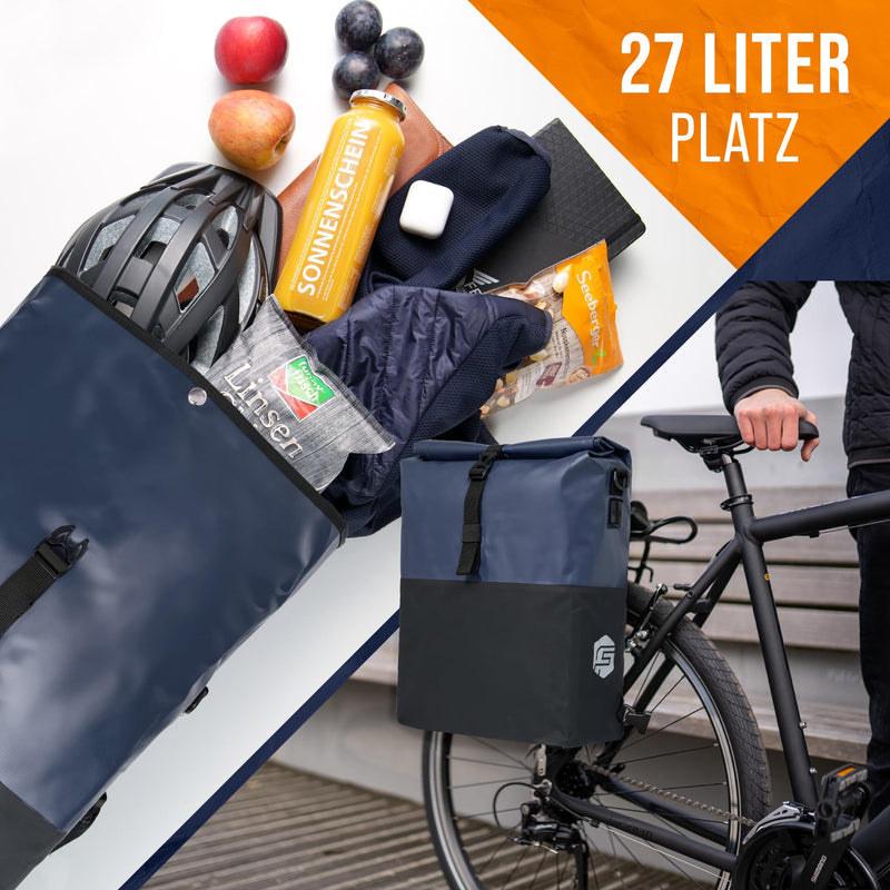 Forrider 3in1 Fahrradtasche für Gepäckträger mit Rucksack Wasserdicht 27L I Gepäckträgertasche Reflektierend I Sattel Tasche fürs Fahrrad