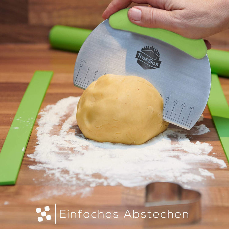 TreeBox Profi Teigschneider aus Edelstahl und Silikon – Der Moderne Teigschaber ohne Plastik – Stabil und Hitzebeständig - Perfekt für Kuchen, Torte und Plätzchen