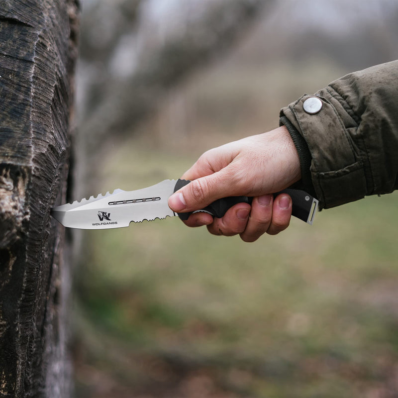 Wolfgangs UNDIQUE Zweihand Klappmesser aus feinem 440C Stahl - LEGAL in Deutschland zu führen - Outdoor Messer mit Multifunktions-Klinge - Starkes Survival Messer - Jagdmesser Bushcraft (SatinFinish)