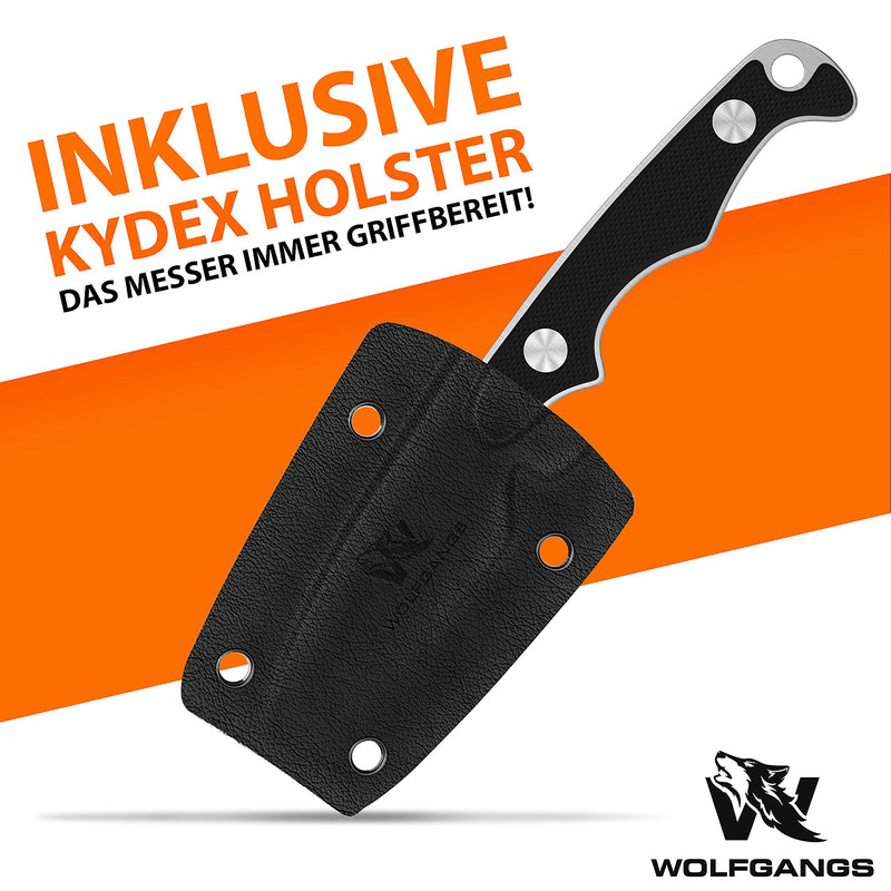 Wolfgangs ACUS Neck Knife Messer - inklusive Kydex Scheide und Kugel Halskette zum umhängen - Mini Tactical Survival Outdoor Messer für verstecktes tragen (Acus - Silber)