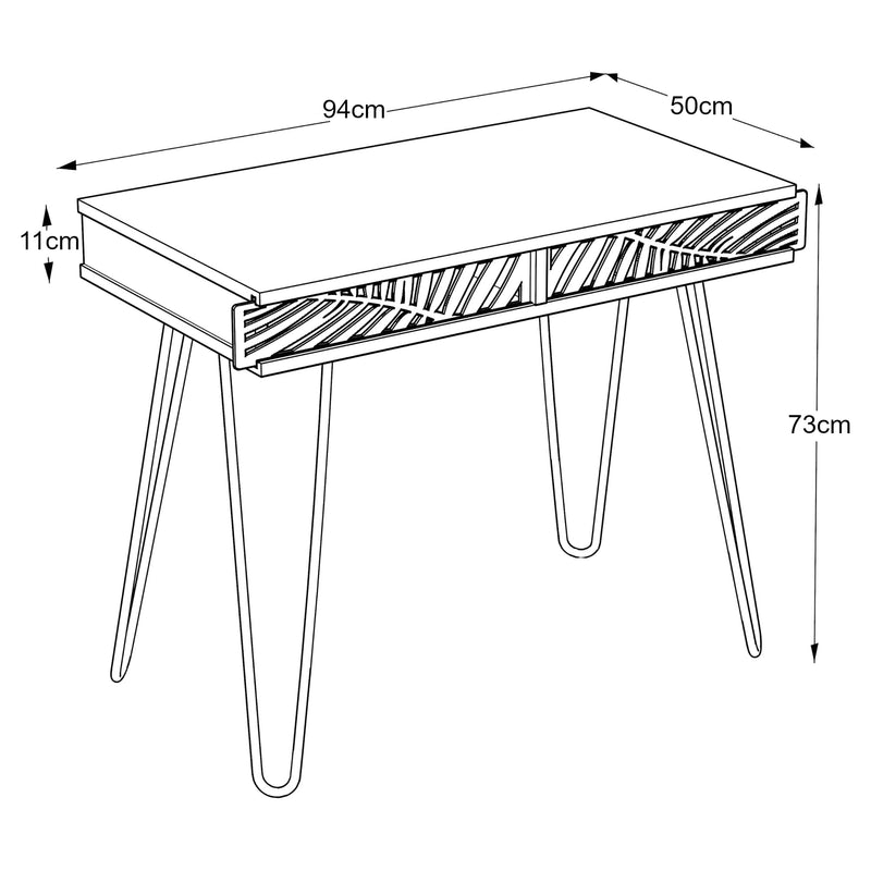 [en.casa] Schreibtisch Tinn mit Hairpinlegs 94x50x73cm Computertisch mit 2 Ablagefächern Bürotisch Weiß