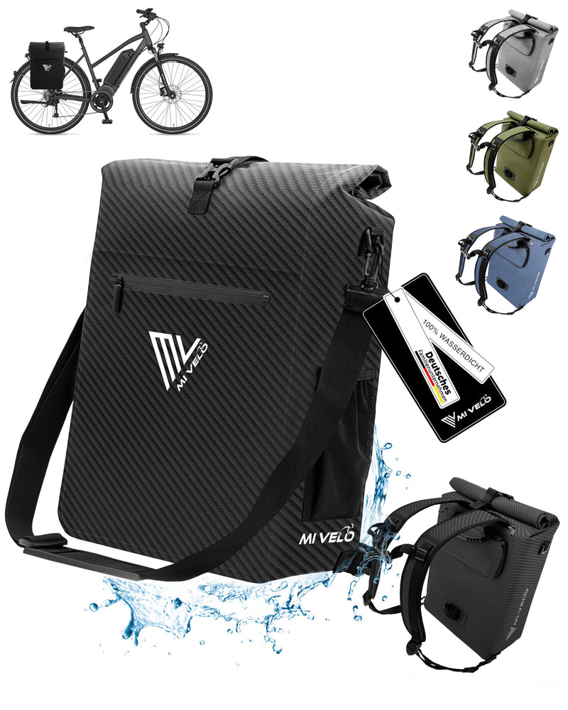 MIVELO Fahrradtasche für Gepäckträger - 3in1 Gepäckträgertasche Rucksack Umhängetasche - 100% wasserdicht und PVC-frei - mit herausnehmbarer Laptoptasche (Mint)