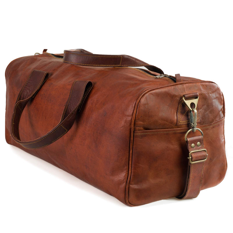 Leather Lane 'Columbus' Weekender XL Reisetasche 60 cm 45 Liter Echtes Leder Vintage Look Sporttasche für Damen und Herren Duffle Bag Umhängetasche Naturleder Braun