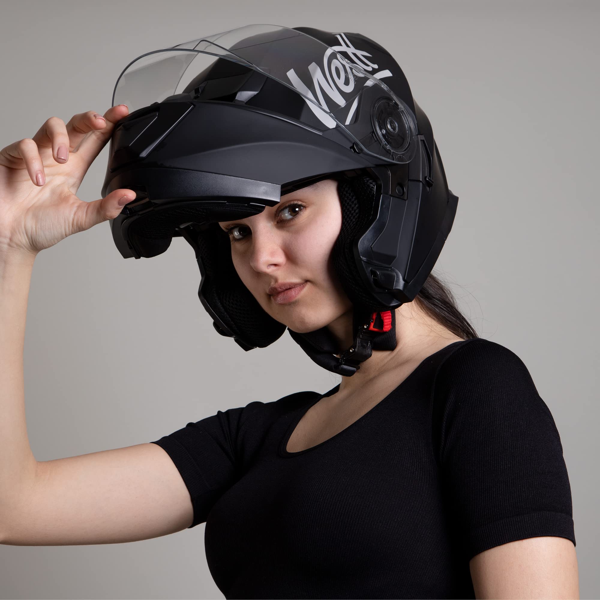 Westt Klapphelm Flip up Motorradhelm Integralhelm Herren Damen mit verstärktem Kinnschutz Chopper Moped Mofa Roller Modular Helm Motorrad mit ECE DOT Zertifizierung, schwarz, S (53-54 cm)