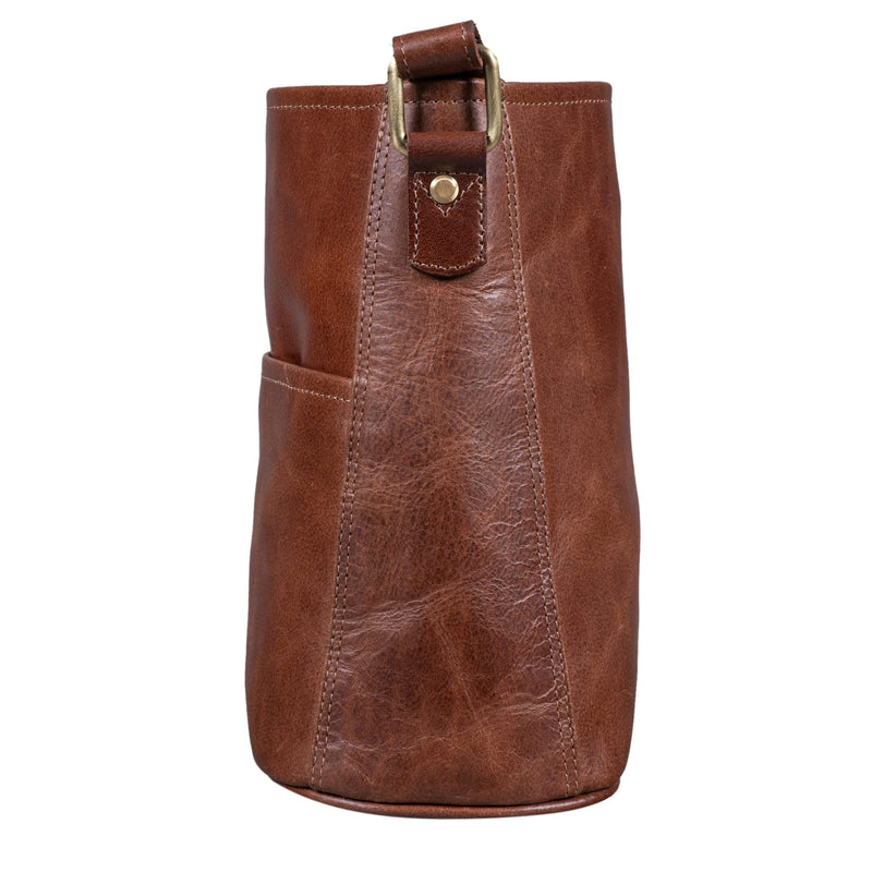 LEABAGS Leder Handtasche Damen I Premium Echtleder Umhängetasche I Damen Schultertasche I Damentasche I Tragetasche für Arbeit Uni Schule Freizeit I Größe M (24 x 23 x 6 cm) I Vintage Cognac