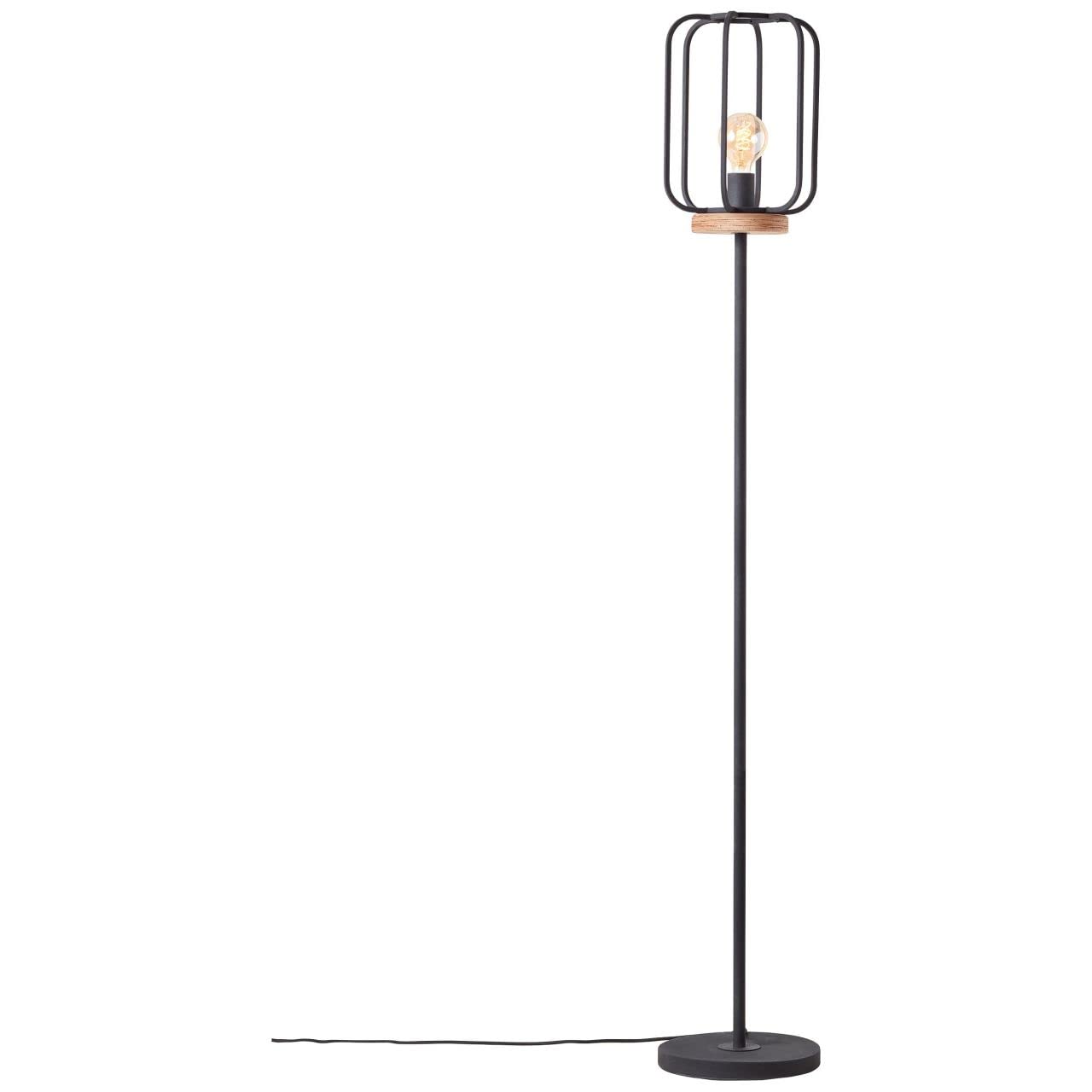 BRILLIANT Lampe, Tosh Standleuchte 1flg antik holz/schwarz korund, 1x A60, E27, 40W, Holz aus nachhaltiger Waldwirtschaft (FSC)